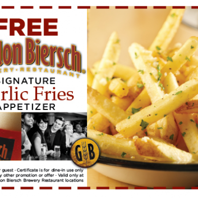 Free Garlic Fries at Gordon Biersch Restaurants